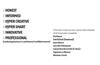 Brand traits and personalities for The Starr Conspiracy