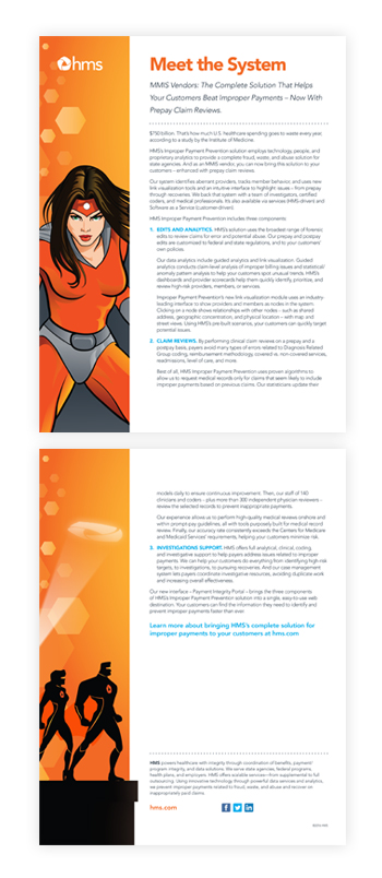 Superhero themed sales and product sheets