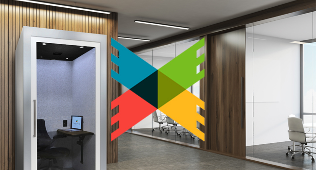 emagispace logo with Privacy Pod office image